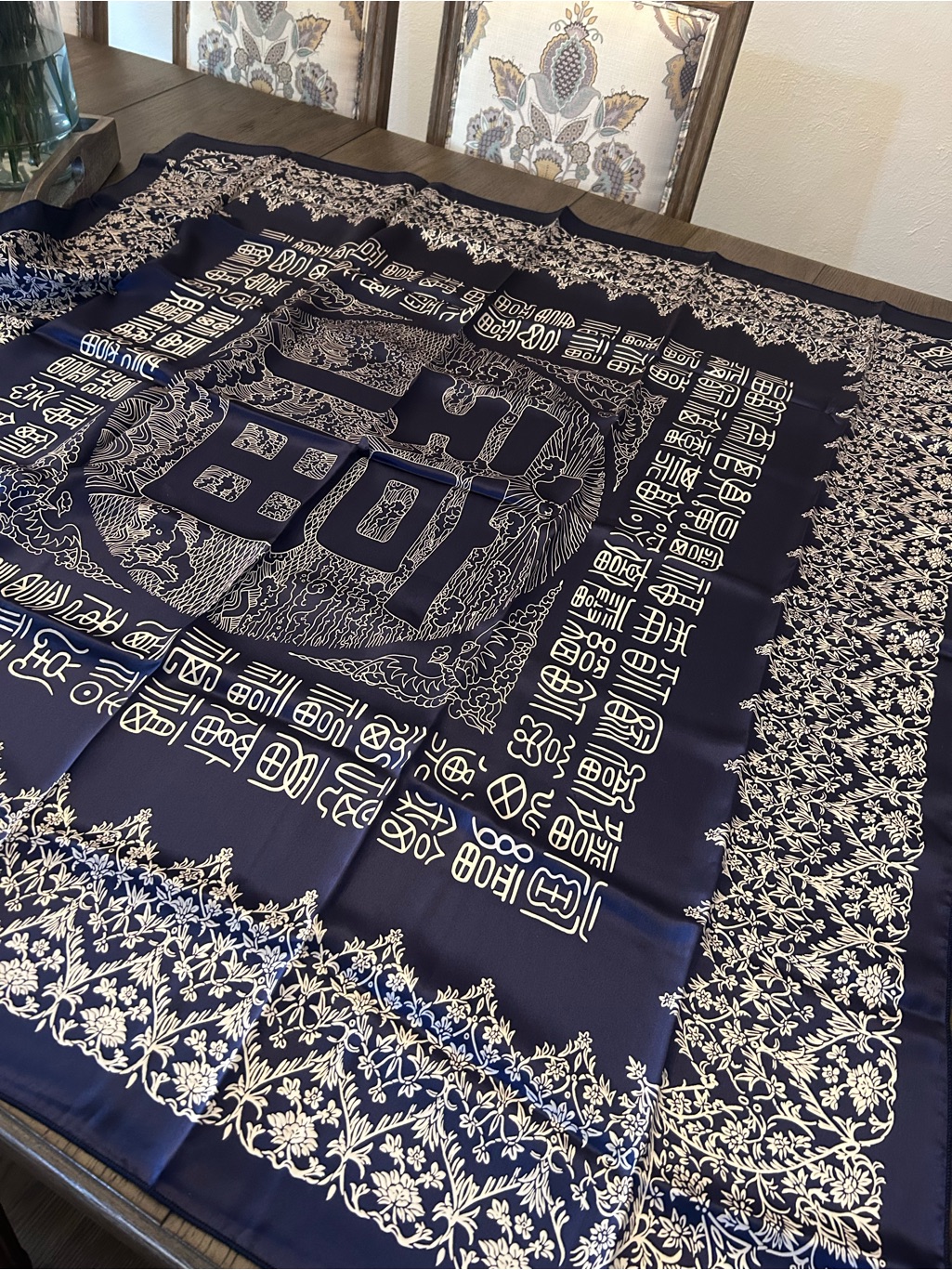 White And Blue Silk Scarf